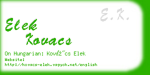 elek kovacs business card